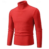 preiswerte Herrenpullover-Herren Pullover Gerippt Stricken Standard Strick Schmaler Schnitt Glatt Rollkragen Moderne zeitgenössische Arbeit Freizeitskleidung Bekleidung Winter Frühling &amp; Herbst Schwarz Weiß M L XL