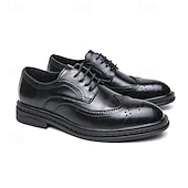 abordables Officiel-chaussures richelieu marron pour hommes avec bout d&#039;aile et semelle en caoutchouc - chaussures formelles classiques pour les affaires, le bureau et les événements spéciaux