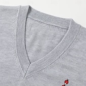 preiswerte Bedruckte Pullover für Herren-Weihnachten Herren Käfer Pullover V Ausschnitt Brautkleider schlicht Outdoor Täglich Pullover für Silvester Bestickt Gestrickt Warm Langarm Herbst Winter Wein Schwarz Weiß