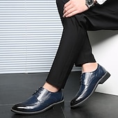 cheap Formal-Men&#039;s Classic Brown Brogue Oxford Dress Shoes – Faux Leather Lace-Up Formal Footwear for Office &amp; Events