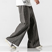voordelige Loszittend-Voor heren Broek Vrijetijdsbroek Zak Trekkoord Recht been Streep Comfort Buiten Dagelijks Modieus Casual Donker Bruin Zwart Micro-elastisch