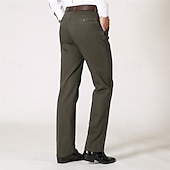 baratos Magro-Homens Social Calças chinês Botões Bolsos Tecido Conforto Formal Festa Trabalho Moda Estilo Clássico Preto Marron Micro-Elástica