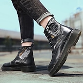 abordables Botas de combate-Botas de combate de piel sintética patentada para hombre: diseño con cordones de estilo militar con detalles de camuflaje, suela resistente para uso al aire libre y casual