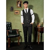levne oblečení-Retro Řvoucí 20s 20. léta 20. století Úbory Vesta Sada příslušenství Gentleman Gangster Pánské Karnevalový kostým 8 ks Vánoce předvečer Všech svatých Karneval Plesová maškaráda Koktejlový večírek