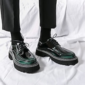 abordables Semi-formel-chaussures oxford à plateforme en similicuir verni pour hommes avec semelle crantée épaisse - chaussures formelles et décontractées élégantes pour le bureau, les événements et les fêtes