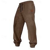 お買い得  スウェットパンツ-男性用 スウェットパンツ ジョガー コーデュロイパンツ ズボン カジュアルパンツ ドローストリング 弾性ウエスト 平織り 履き心地よい ソフト 全長 アウトドア カジュアル 日常 スポーツ ファッション Темный хаки ブラック