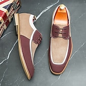 abordables Semi-formel-chaussures oxford à lacets de style vintage pour hommes – design en toile bicolore et similicuir pour une tenue formelle et décontractée
