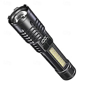 ieftine Lanterne-1 lanternă cu led reîncărcabilă ultra-luminoasă cu zoom  &amp; lampă de lucru din cob abs durabil, lumină laterală, lanternă portabilă pentru camping în aer liber, alergare, drumeții, pescuit de urgență