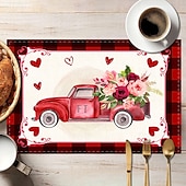 cheap Placemats &amp; Coasters &amp; Trivets-Valentine&#039;s Day Placemats Set of 4 Romantic and Decorative Table Mats Featuring Heart or Rose Patterns Durable and Heat-Resistant Perfect for Adding a Touch of Love to Your Dining Table Decor