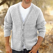preiswerte Herren Strickjacke-Herren Kleid Pullover Strickjacke Strickpullover Gerippt Stricken Standard Knopf hoch Feste Farbe V Ausschnitt Modisch Klassisch Freizeitskleidung Verabredung Bekleidung Frühling Herbst Winter