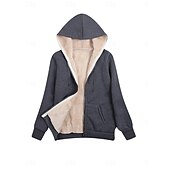 abordables chaqueta con capucha-Mujer Abrigo de invierno Chaqueta de sherpa Chaqueta con capucha Exterior Calle Ropa Cotidiana Otoño Invierno Regular Abrigo Ajuste regular Mantiene abrigado Transpirable Elegante Casual Chaquetas