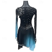 cheap Figure Skating Dresses-Figure Skating Dress Women&#039;s Girls&#039; Ice Skating Dress Black Patchwork Thumbhole Mesh Spandex Stretchy Training Practice Professional Skating Wear Thermal Warm Crystal / Rhinestone Long Sleeve Ice