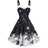 preiswerte Weihnachtsparty-Kleid-A-Linie Kleid Ausgefallenes Weihnachtskleid Weihnachten Damen Weihnachten Maskerade Heiligabend 1950s Erwachsene Party Weihnachten Silvester Kleid