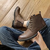 levne Kotníkové boty-pánské hnědé šněrovací kotníkové boty z umělé kůže s brogue detailem a robustní podrážkou – klasický a odolný outdoorový styl