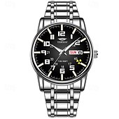 economico Orologi al quarzo-1 pz nuovo acciaio inossidabile con orologio da uomo digitale calendario settimanale display moda tendenza vita viaggio luminescente tempo libero sport affari orologio regalo di compleanno regalo di