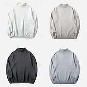 お買い得  男性用プルオーバーセーター-男性用 プルオーバーセーター ニットセーター リブ ニット レギュラー ニット ベーシック 平織り タートルネック ファッション ベーシック バケーション デイリーウェア 衣類 秋冬 ブラック ホワイト M L XL