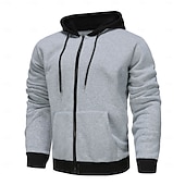 economico felpe con cappuccio da uomo di base-Per uomo Felpa con cappuccio e zip Felpa con cappuccio a zip intera Sherpa peloso Felpa con cappuccio in pile Nero Rosso Verde Grigio chiaro Grigio scuro Con cappuccio Liscio Zip Up Cerniera Tasche