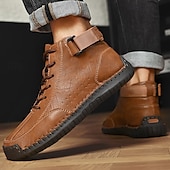 economico Stivaletti alla caviglia-stivaletti casual da uomo in similpelle marrone - design con lacci, cinturino regolabile e suola antiscivolo per il comfort quotidiano