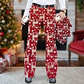baratos Calças sociais-Homens Calças de Natal Social Calça larga Calças Botões Bolsos Veado Conforto Formal Natal O negócio Moda Estilo Clássico Vermelho Micro-Elástica