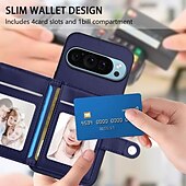 お買い得  その他のスマホケース-電話 ケース 用途 ピクセル9プロ ピクセル9プロXL Pixel 8 Pro Pixel 8 ピクセル9 バックカバー スタンド付き カード挿入口 耐衝撃 レトロ風 TPU PUレザー