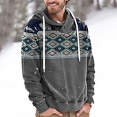 economico felpe 3d da uomo-Per uomo Fantasia geometrica Stampa Felpa con cappuccio Felpe Felpa Felpa con cappuccio Manica lunga Felpa con cappuccio Con cappuccio Streetwear Informale Per uscire Verde chiaro Verde militare