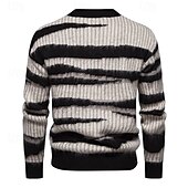 cheap Men&#039;s Pullover Sweater-Men&#039;s Pullover Sweater Jumper Knit Sweater Ribbed Knit Regular Knitted Stripe Crew Neck Fashion Basic Daily Wear Date Clothing Apparel Fall &amp; Winter Black M L XL