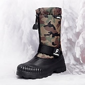 tanie Buty zimowe i śniegu-męskie zimowe buty śnieżne w kamuflażu z wodoodporną cholewką i pluszową podszewką - wytrzymała, antypoślizgowa podeszwa, regulowany pasek, idealne do aktywności na świeżym powietrzu