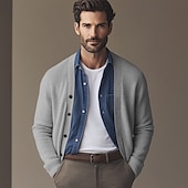 abordables Gilet-Homme Gilet Cardigan Pull court Pull en tricot A côtes Tricoter Normal Boutonner Poche Couleur unie Col V Mode Classique Usage quotidien Rendez-vous Vêtement Tenue Automne hiver Noir Blanche S M L