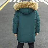 billiga Boy&amp;#39;s Downs &amp;amp; Pufferjacka-Barn Pojkar Hoodiejacka Pufferjacka Ytterkläder Ensfärgat Långärmad Ficka Täcka Utomhus Dagligen Grundläggande Svart Blå Grön Höst Vinter 4 år +