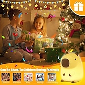 halpa Decorative Lights-Cute Cartoon Capybara Silicone Night Light USB Rechargeable Timing Dimming Sleep Night Lamp for Children's Room Decor