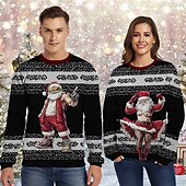 levne Vtipné vánoční mikiny a mikiny-Ježíšek Paní Klausová Pullover Vtipná vánoční mikina 3D Vánoce Legrační Pro Pro páry Pánské Dámské Dospělé Vánoce Karneval 3D tisk Párty Festival