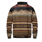 levne Vintage etnické mikiny-Pánské Geleneksel Mikina Mikina Dlouhý rukáv Mikina Stojáček Denní Geleneksel Tisk Dovolená Knoflíky Zima Jaro &amp; podzim