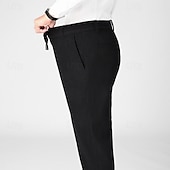 baratos Magro-Homens Social Calças de Veludo Calças chinês Bolsos Com Cordão Cintura elástica Côr Sólida Conforto Formal Festa Trabalho Moda Estilo Clássico Preto Azul Marinha Micro-Elástica