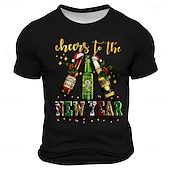 billiga T-shirts med 3D-tryck till herrar-Nyår Herr Oktoberfestöl T-shirt Kortärmad T-shirt 3D-tryck Rund hals Skjorta Mode Fritids- Gata Utomhussport Dagligen Svart Blå Röd Sommar Vår Kläder S M L XL XXL XXXL