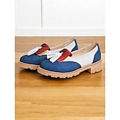 cheap 1950s-Women&#039;s Pink Tassel Loafers with Brogue Detailing and Chunky Sole – Vintage-Style Casual Shoes for Everyday Wear