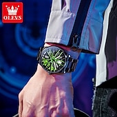 Недорогие Кварцевые часы-Часы OLEVS Men Quartz - креативные модные повседневные наручные часы со светящимися элементами и водонепроницаемыми стальными украшениями