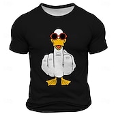billige Morsomme T-skjorter for menn-Menns Rude Offensive Morsom Gås T-skjorte Kortermet T-skjorte 3D Trykk Crew Neck Trøye Motetrend Daglig Gate Utendørs Svart Rød Blå Sommer Vår Klær Bekledning S M L XL XXL XXXL