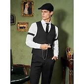 levne oblečení-Retro Řvoucí 20s 20. léta 20. století Úbory Vesta Sada příslušenství Gentleman Gangster Pánské Karnevalový kostým 8 ks Vánoce předvečer Všech svatých Karneval Plesová maškaráda Koktejlový večírek