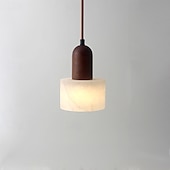 billige Pendellys-moderne marmor stein pendel lys tre og alabaster gårdshus mid-century pendel 85-265v 17cm