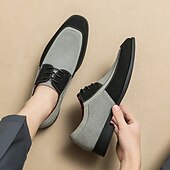 abordables Semi-formel-chaussures oxford à lacets de style vintage pour hommes – design en toile bicolore et similicuir pour une tenue formelle et décontractée