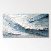preiswerte Landschaftsgemälde-handgemachtes 3D-Ozean-Ölgemälde, handgemachte Wandkunst, blaues riesiges Wellen-Ölgemälde auf Leinwand, handgemaltes Meereswellen-strukturiertes 3D-abstraktes Gemälde, Strandlandschaft, Himmel,