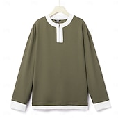 economico T-shirt in maglia waffle-Per uomo Maglietta Waffle Maglietta con Zip a Quarti Maglietta Camicia a Maniche Lunghe Manica Lunga Girocollo Primavera &amp; Autunno Blocco di colori Moda Designer Essenziale Cerniera Finto due pezzi
