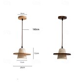 economico Luci a sospensione-wabi sabi lampada a sospensione in pietra naturale decor lampada a sospensione in cemento lampada a sospensione in travertino comodino corridoio bar club paralume in legno 20 cm 85-265v