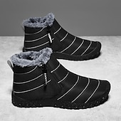 abordables Botas de invierno y nieve-Botas de nieve de invierno amarillas para hombre: impermeables, con forro de piel, cierre de cremallera, botines cálidos antideslizantes para clima frío