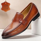 abordables Mocassins en cuir de qualité supérieure-mocassins classiques en cuir marron pour hommes – chaussures habillées à enfiler en cuir de vachette de qualité supérieure pour les occasions professionnelles et formelles