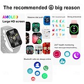abordables Pulseras inteligentes-696 HK26 Reloj inteligente 2.04 pulgada Pulsera inteligente Bluetooth Podómetro Recordatorio de Llamadas Seguimiento del Sueño Compatible con Android iOS Mujer Llamadas con Manos Libres Recordatorio