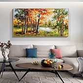 preiswerte Landschaftsgemälde-handgefertigtes Ölgemälde auf Leinwand, Wandkunst, Dekoration, moderne schöne Ahornwaldlandschaft für Wohnzimmer, Heimdekoration, gerolltes, rahmenloses, ungedehntes Gemälde