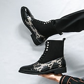abordables Bottes habillées-bottines de luxe vertes pour hommes | similicuir à motif serpent avec bout en relief crocodile et design à lacets