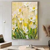 cheap Floral/Botanical Paintings-Large Flower Landscape Oil Painting On Canvas Pastel Floral Painting Spring Flower Scenery Painting Large Wall Art Living Room Decor Colorful floral Oil Painting Large Wall Art flower oil painting
