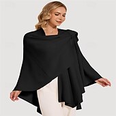 billiga Pälssjalar-crossover sjal för kvinnor omlott öppen front poncho cape elegant loop sjalar resesjalar för höst vinter längd 150cm